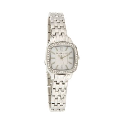 Ladies silver pave bezel bracelet watch